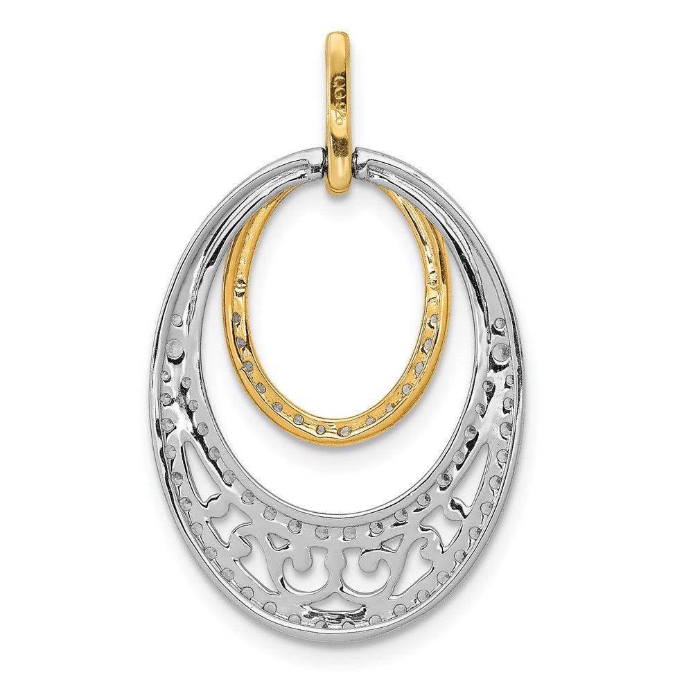 14K Bicolor-Gold Anhänger mit 0,5 ct. echten Diamanten, Fancy Ovale