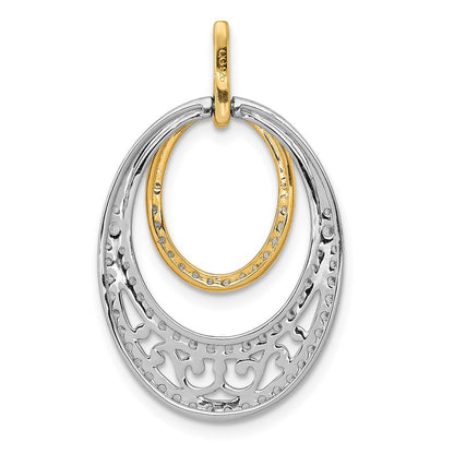 14K Bicolor-Gold Anhänger mit 0,5 ct. echten Diamanten, Fancy Ovale