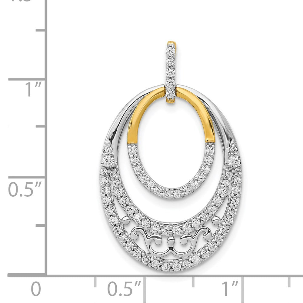 14K Bicolor-Gold Anhänger mit 0,5 ct. echten Diamanten, Fancy Ovale