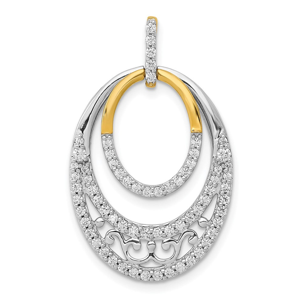 14K Bicolor-Gold Anhänger mit 0,5 ct. echten Diamanten, Fancy Ovale