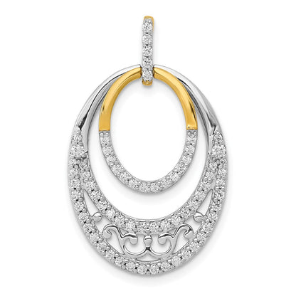 14K Bicolor-Gold Anhänger mit 0,5 ct. echten Diamanten, Fancy Ovale
