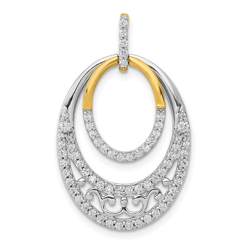 14K Bicolor-Gold Anhänger mit 0,5 ct. echten Diamanten, Fancy Ovale