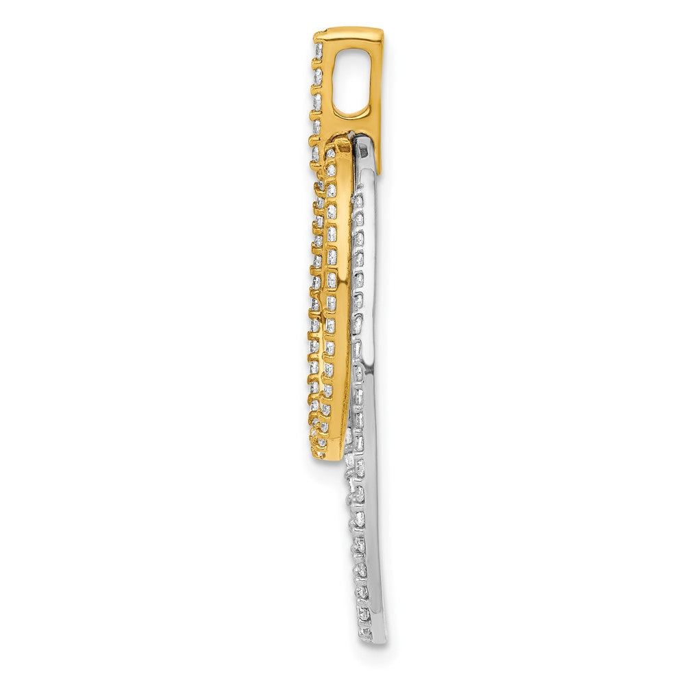 14K Bicolor Gold Anhänger mit doppeltem Oval und 0,5 ct. echten Diamanten