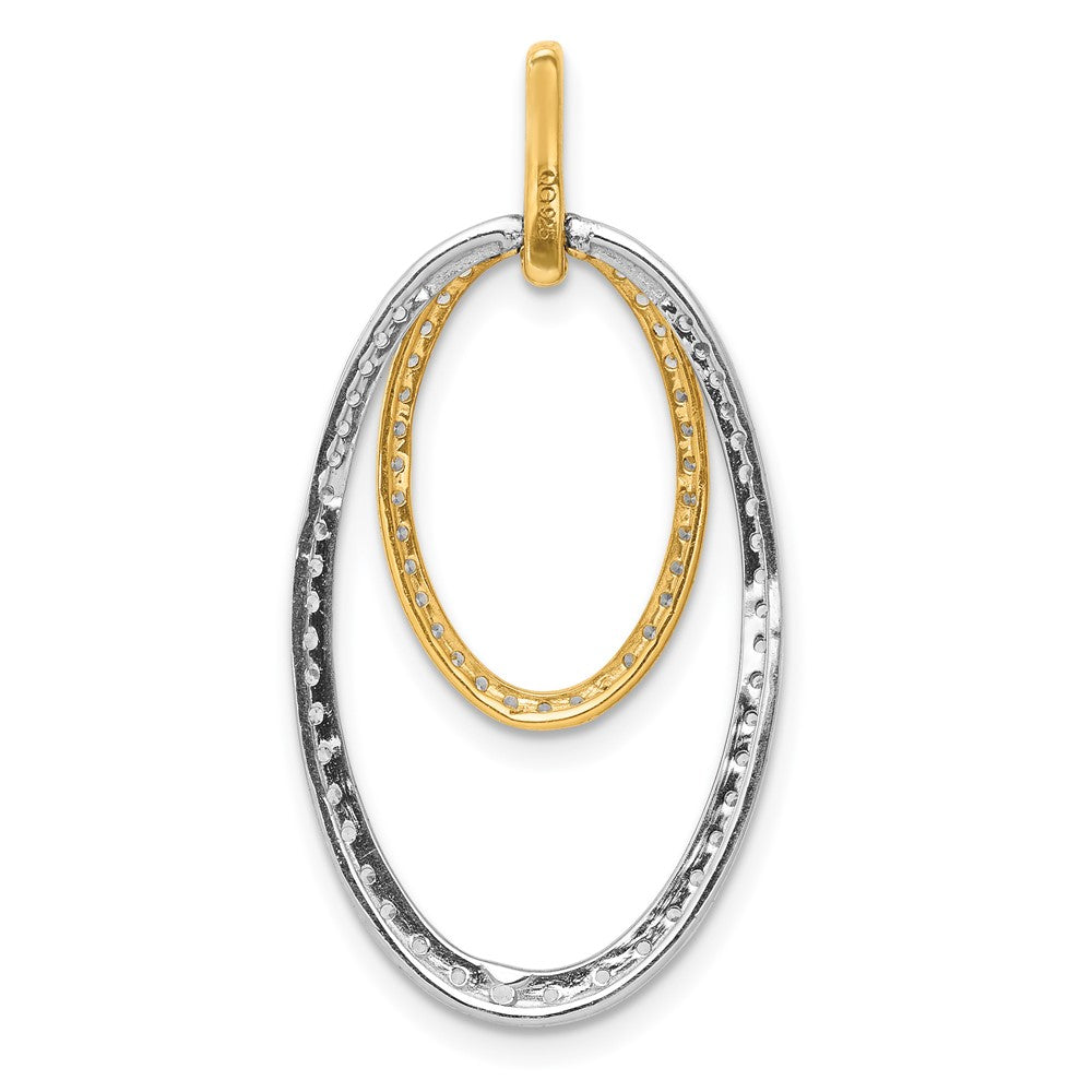 14K Bicolor Gold Anhänger mit doppeltem Oval und 0,5 ct. echten Diamanten