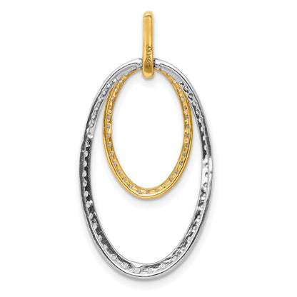14K Bicolor Gold Anhänger mit doppeltem Oval und 0,5 ct. echten Diamanten
