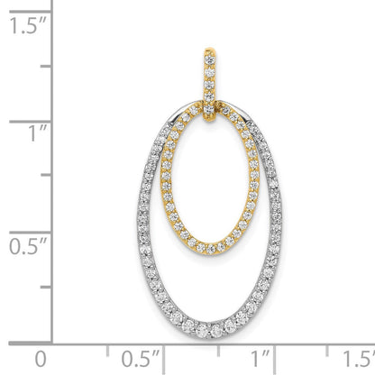 14K Bicolor Gold Anhänger mit doppeltem Oval und 0,5 ct. echten Diamanten