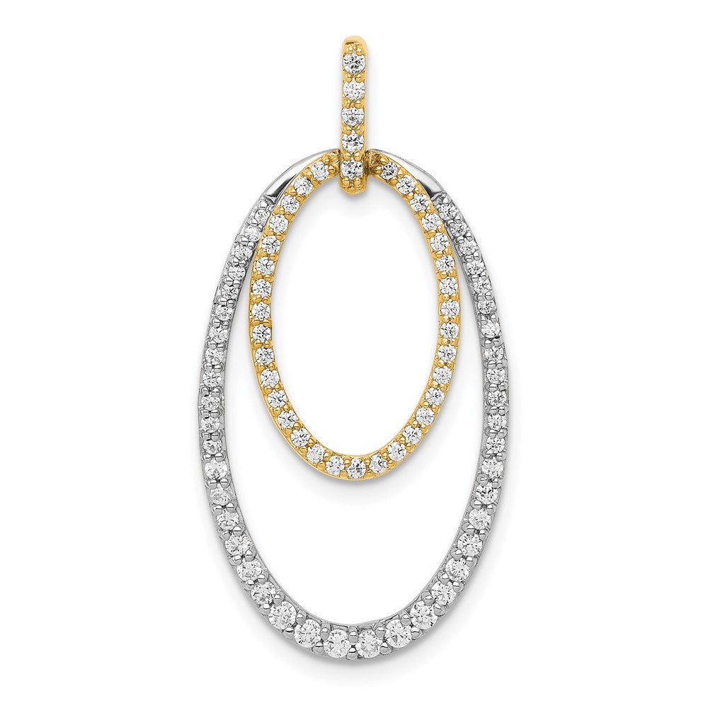 14K Bicolor Gold Anhänger mit doppeltem Oval und 0,5 ct. echten Diamanten