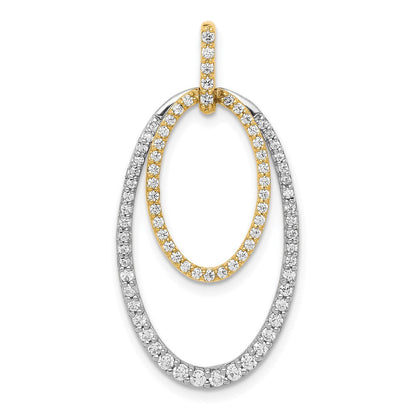 14K Bicolor Gold Anhänger mit doppeltem Oval und 0,5 ct. echten Diamanten
