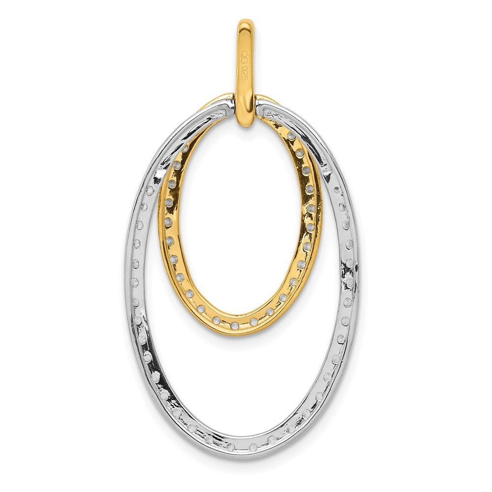 14K Bicolor-Gold 1 ct. Echter Diamant Doppel-Oval-Anhänger