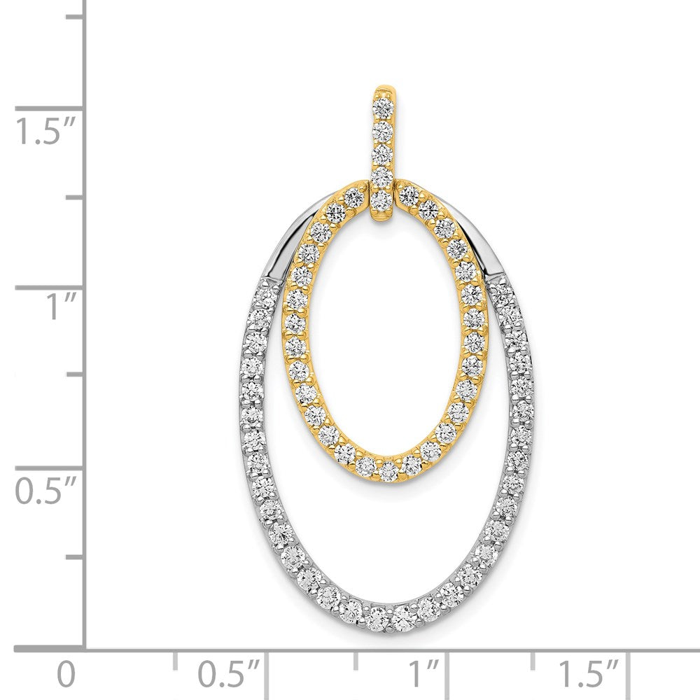 14K Bicolor-Gold 1 ct. Echter Diamant Doppel-Oval-Anhänger