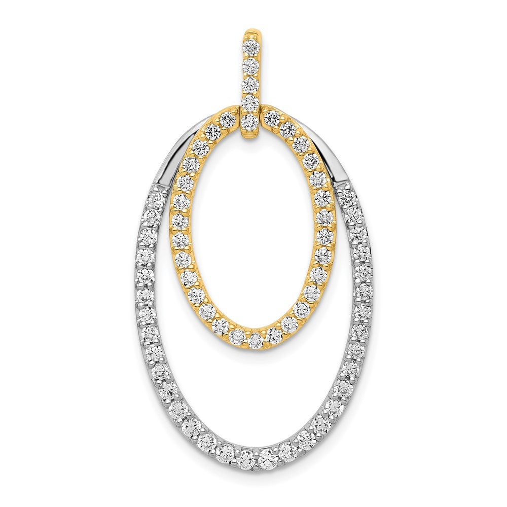 14K Bicolor-Gold 1 ct. Echter Diamant Doppel-Oval-Anhänger