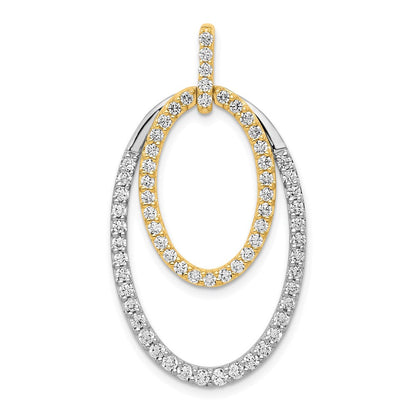 14K Bicolor-Gold 1 ct. Echter Diamant Doppel-Oval-Anhänger