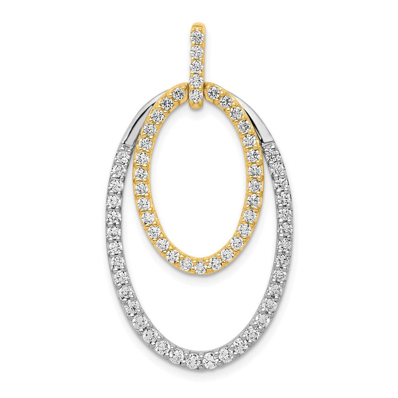 14K Bicolor-Gold 1 ct. Echter Diamant Doppel-Oval-Anhänger