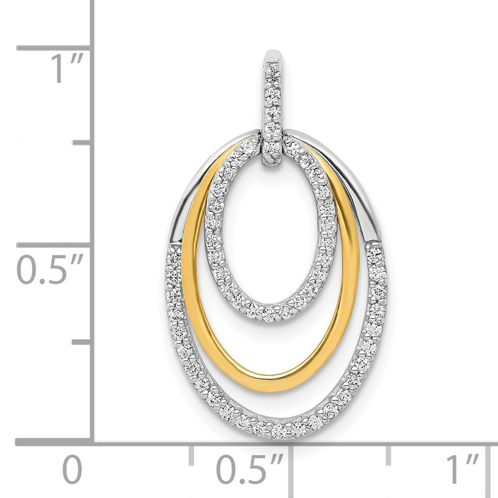 10K Bicolor 1/4ct. Diamant Fantasie Dreifach Oval Anhänger