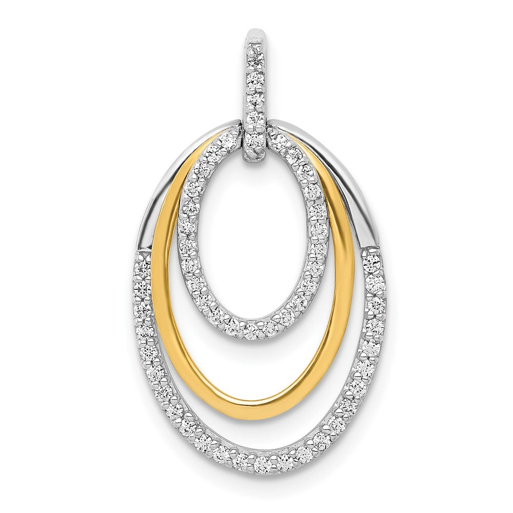10K Bicolor 1/4ct. Diamant Fantasie Dreifach Oval Anhänger