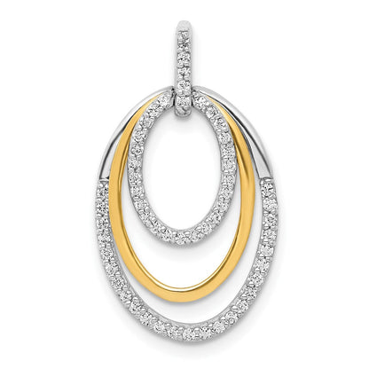 10K Bicolor 1/4ct. Diamant Fantasie Dreifach Oval Anhänger