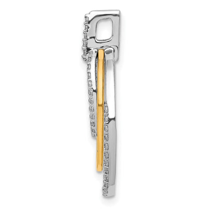 14K Bicolor Gold 0,25 ct. Echter Diamant Fancy Dreifach-Oval-Anhänger