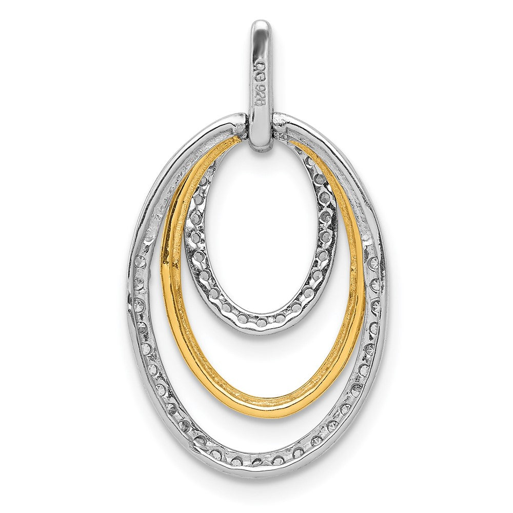 14K Bicolor Gold 0,25 ct. Echter Diamant Fancy Dreifach-Oval-Anhänger