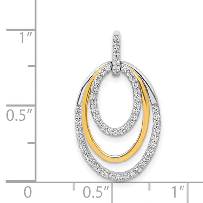 14K Bicolor Gold 0,25 ct. Echter Diamant Fancy Dreifach-Oval-Anhänger