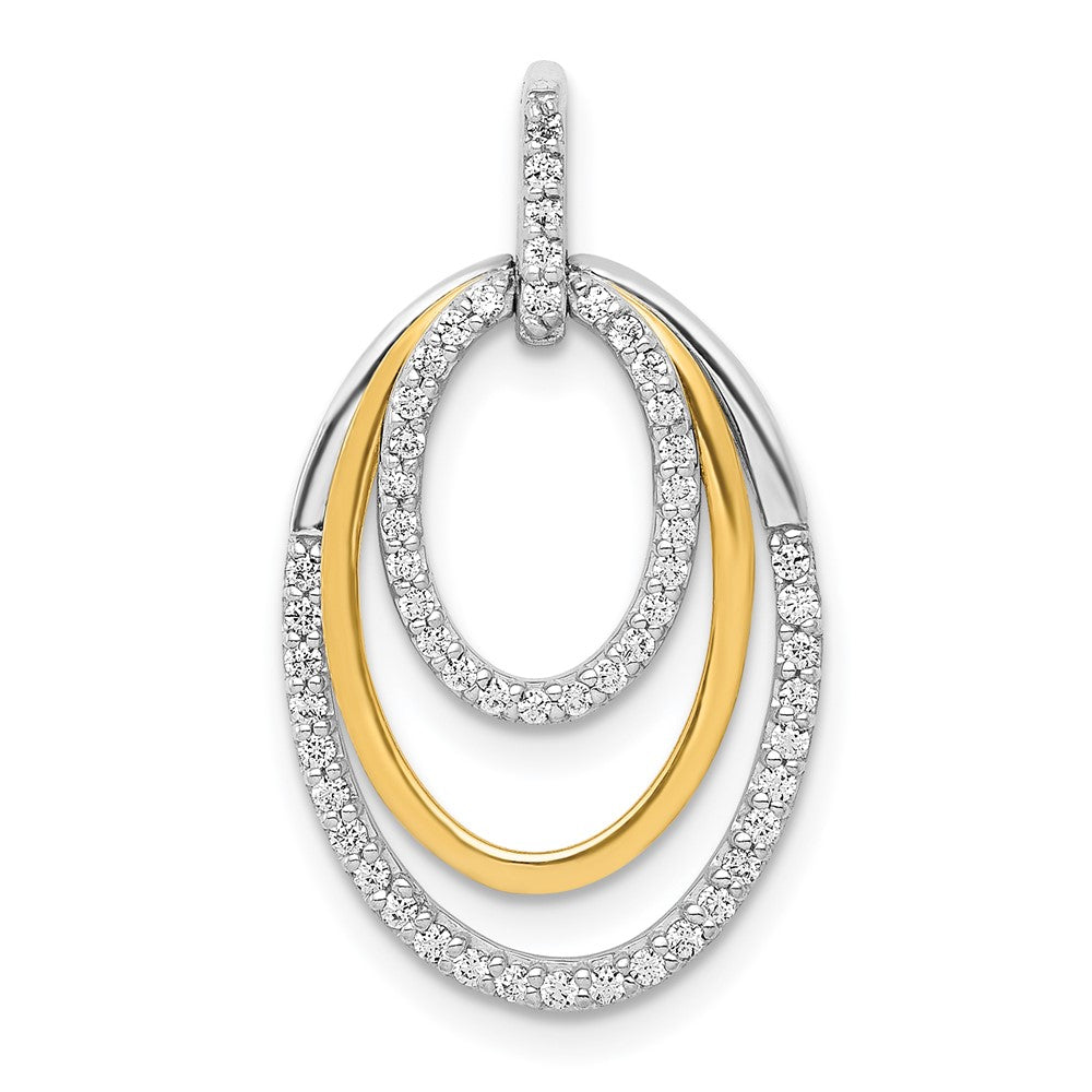14K Bicolor Gold 0,25 ct. Echter Diamant Fancy Dreifach-Oval-Anhänger