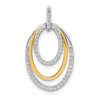 14K Bicolor Gold 0,25 ct. Echter Diamant Fancy Dreifach-Oval-Anhänger