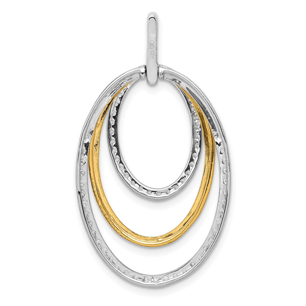 14K Bicolor Gold 0,5 ct. Echter Diamant Fancy Dreifach-Oval-Anhänger