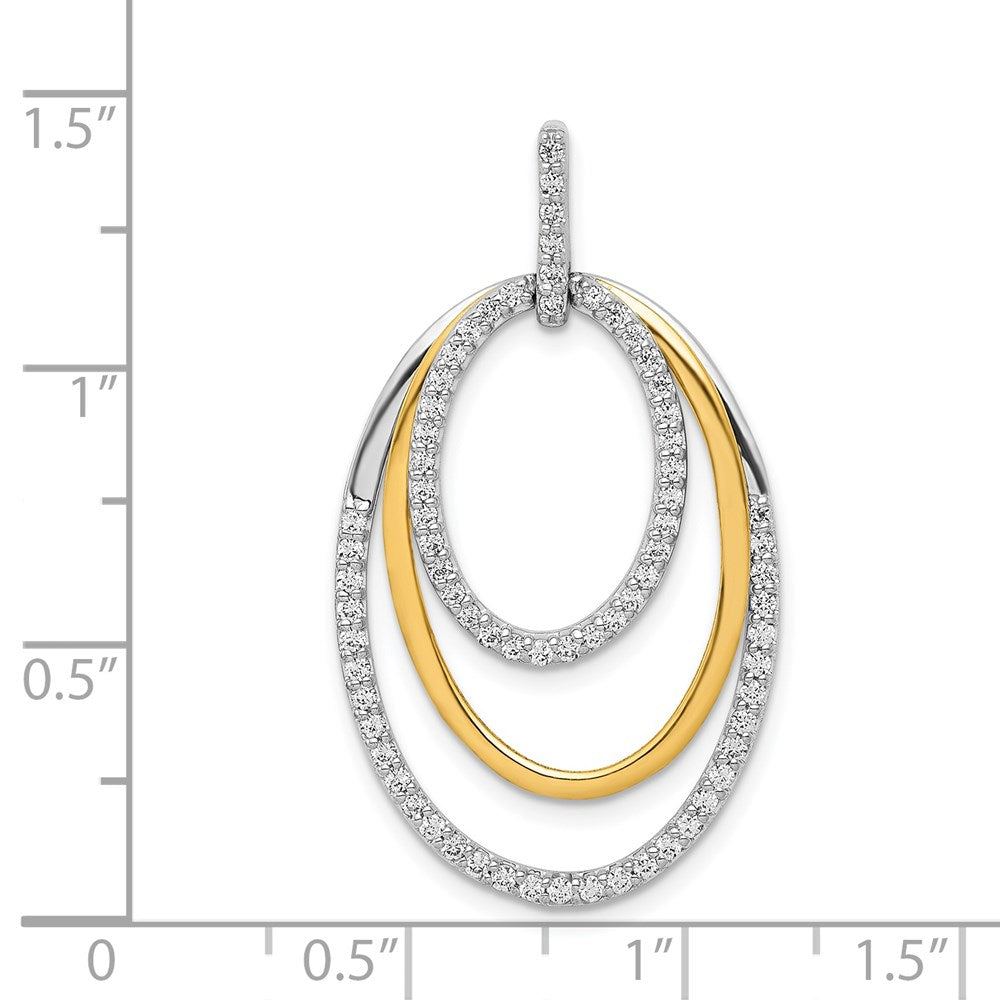 14K Bicolor Gold 0,5 ct. Echter Diamant Fancy Dreifach-Oval-Anhänger