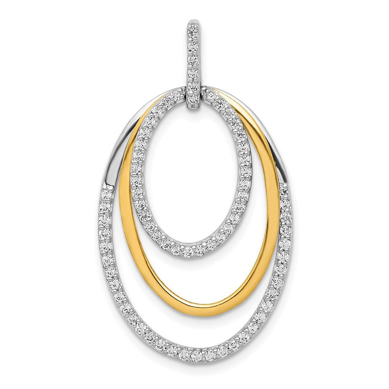 14K Bicolor Gold 0,5 ct. Echter Diamant Fancy Dreifach-Oval-Anhänger