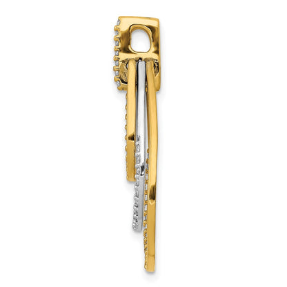 14K Bicolor-Gold Polierter 0,25 ct. Echter Diamant Dreifach-Tropfen-Anhänger