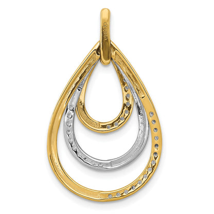 14K Bicolor-Gold Polierter 0,25 ct. Echter Diamant Dreifach-Tropfen-Anhänger