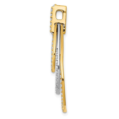 14K Bicolor Gold Polierter Anhänger mit 0,5 ct. echten Diamanten, Dreifach-Tropfen-Design