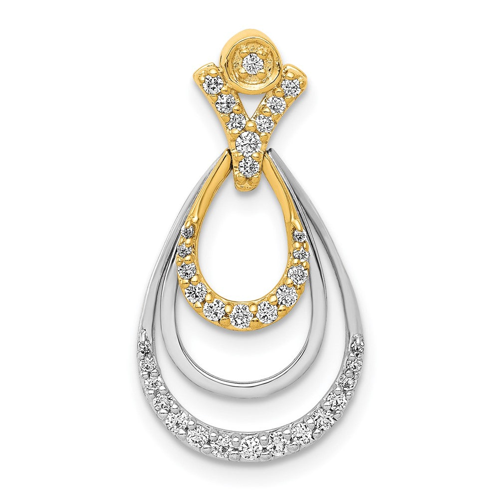 14K Bicolor-Gold Dreifach-Tropfenanhänger mit 0,25 ct. echten Diamanten