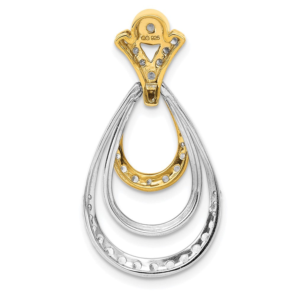 14K Bicolor-Gold Anhänger mit dreifachem Tropfen und 0,5 ct. echten Diamanten
