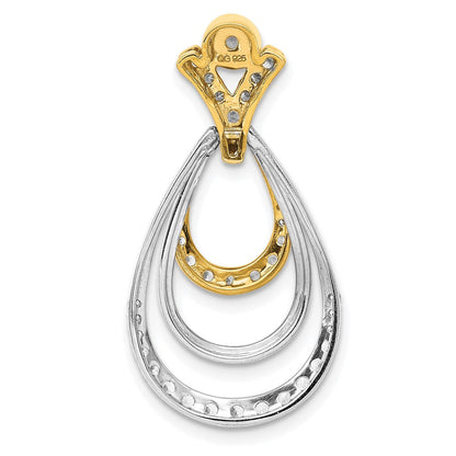 14K Bicolor-Gold Anhänger mit dreifachem Tropfen und 0,5 ct. echten Diamanten