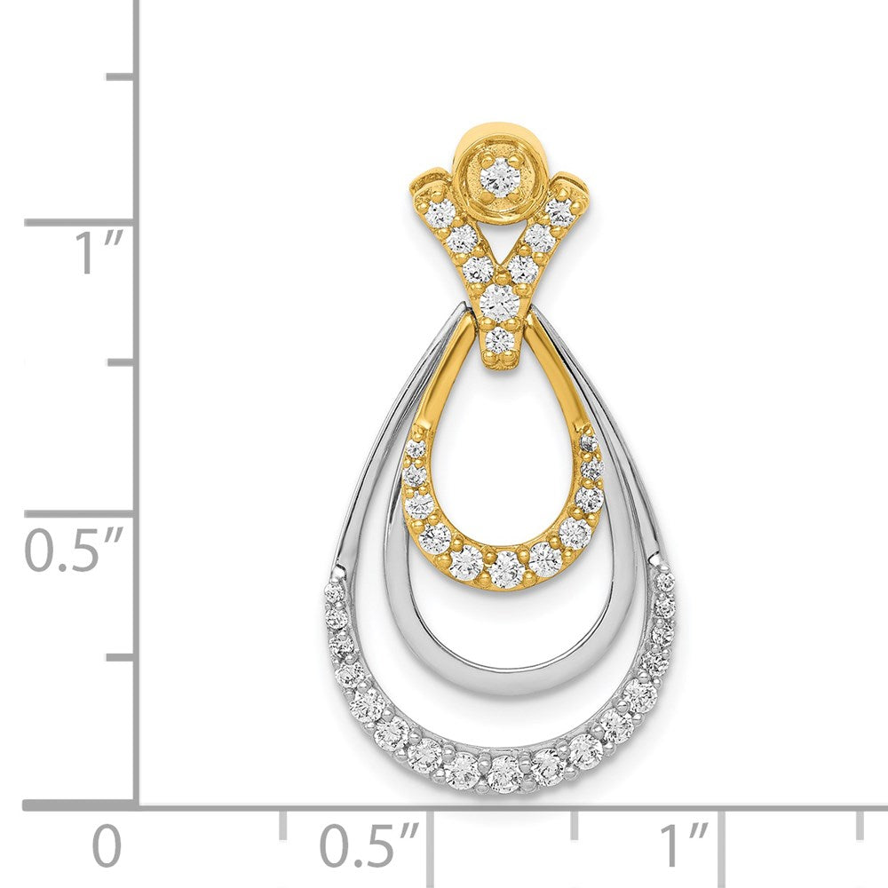 14K Bicolor-Gold Anhänger mit dreifachem Tropfen und 0,5 ct. echten Diamanten