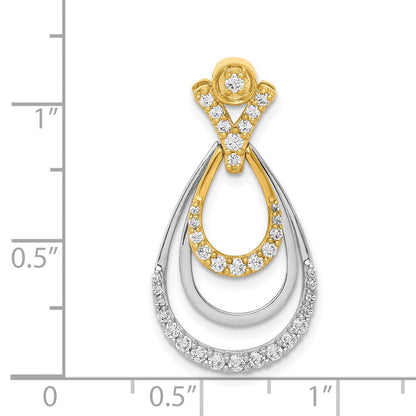 14K Bicolor-Gold Anhänger mit dreifachem Tropfen und 0,5 ct. echten Diamanten