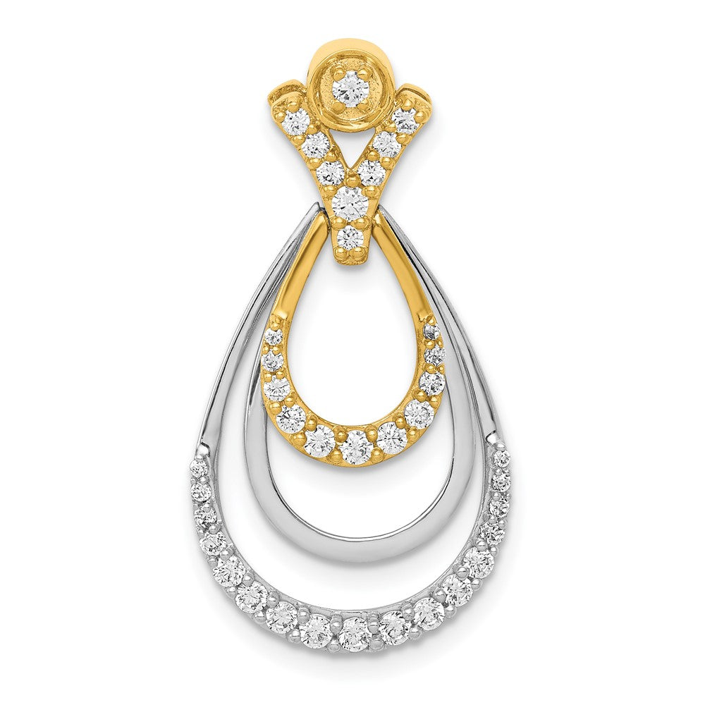 14K Bicolor-Gold Anhänger mit dreifachem Tropfen und 0,5 ct. echten Diamanten