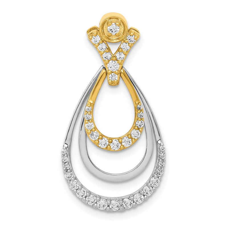 14K Bicolor-Gold Anhänger mit dreifachem Tropfen und 0,5 ct. echten Diamanten