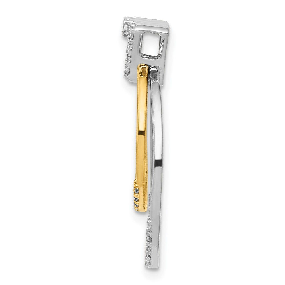 14 Karat Bicolor Gold Anhänger mit 0,25 ct. echten Diamanten, ausgefallene Doppelkreis-Form