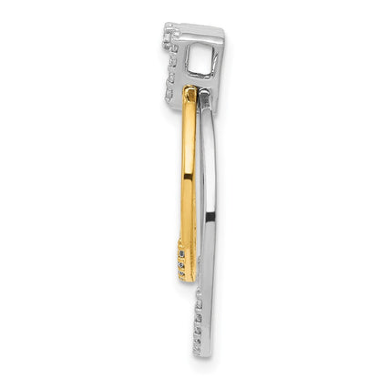 14 Karat Bicolor Gold Anhänger mit 0,25 ct. echten Diamanten, ausgefallene Doppelkreis-Form