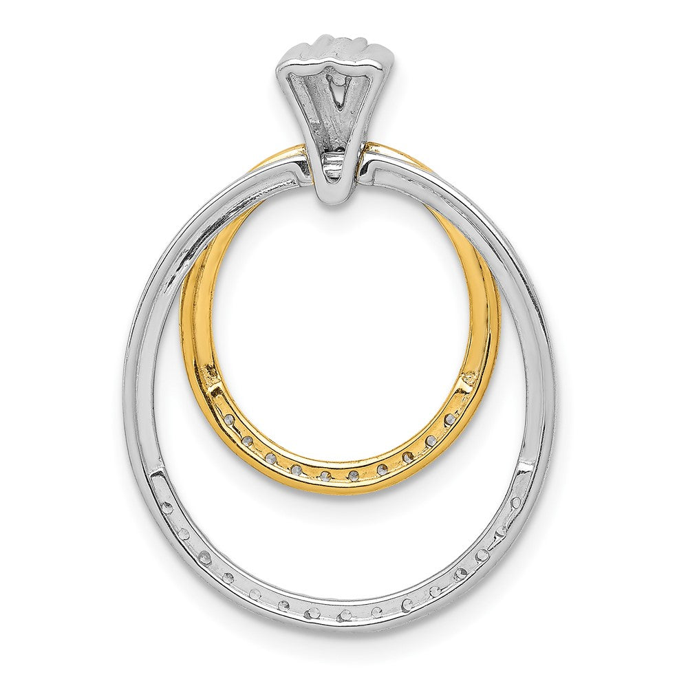 14 Karat Bicolor Gold Anhänger mit 0,25 ct. echten Diamanten, ausgefallene Doppelkreis-Form
