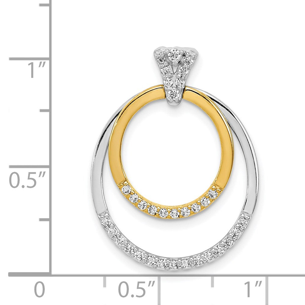 14 Karat Bicolor Gold Anhänger mit 0,25 ct. echten Diamanten, ausgefallene Doppelkreis-Form
