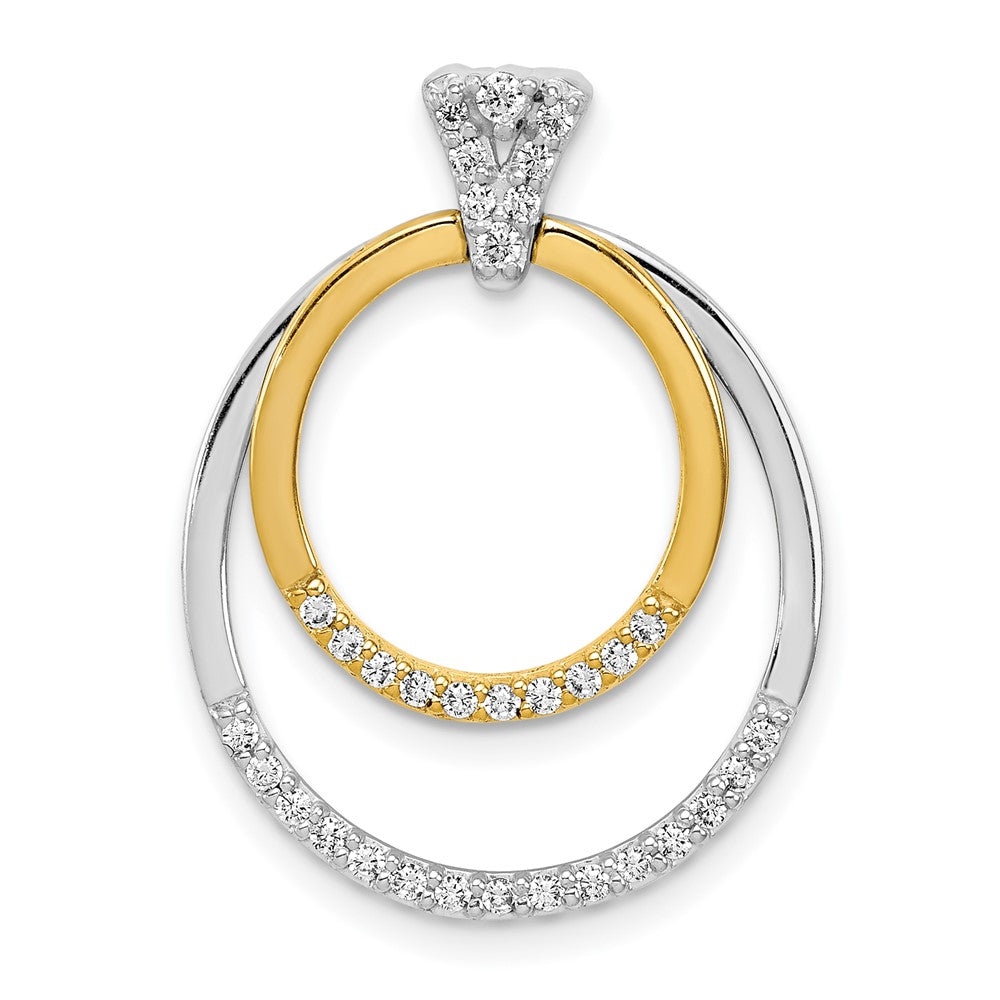 14 Karat Bicolor Gold Anhänger mit 0,25 ct. echten Diamanten, ausgefallene Doppelkreis-Form