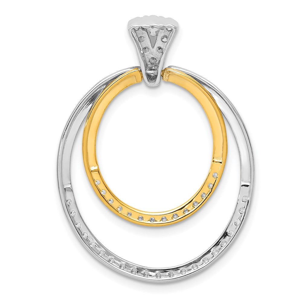 14K Bicolor-Gold Anhänger mit doppeltem Kreis, Fancy-Design, 0,5 ct. echte Diamanten
