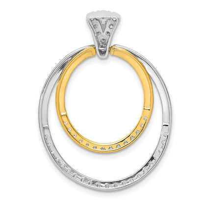 14K Bicolor-Gold Anhänger mit doppeltem Kreis, Fancy-Design, 0,5 ct. echte Diamanten
