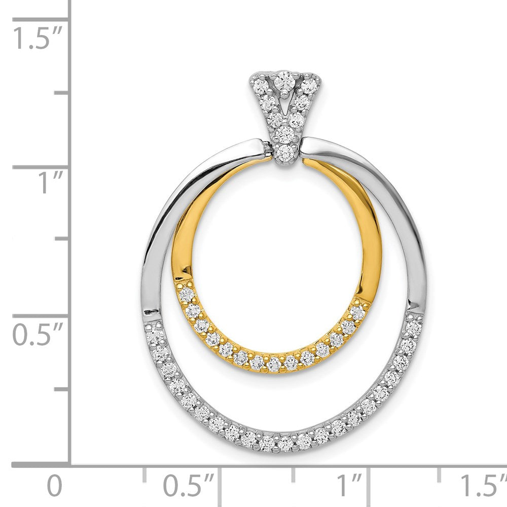 14K Bicolor-Gold Anhänger mit doppeltem Kreis, Fancy-Design, 0,5 ct. echte Diamanten