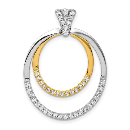 14K Bicolor-Gold Anhänger mit doppeltem Kreis, Fancy-Design, 0,5 ct. echte Diamanten