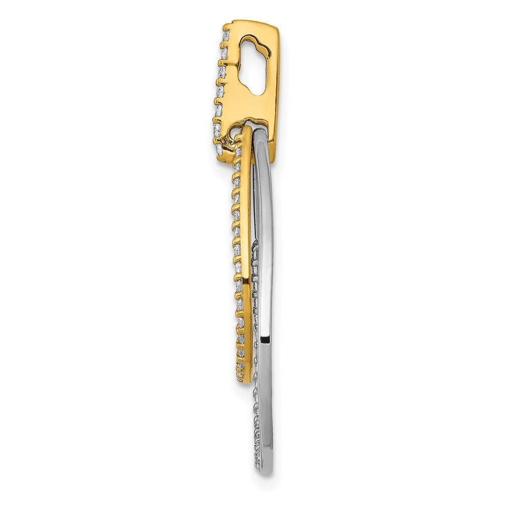 14K Bicolor Gold Polierter Anhänger mit 0,25 ct. echtem Diamant, doppelte Tropfenform