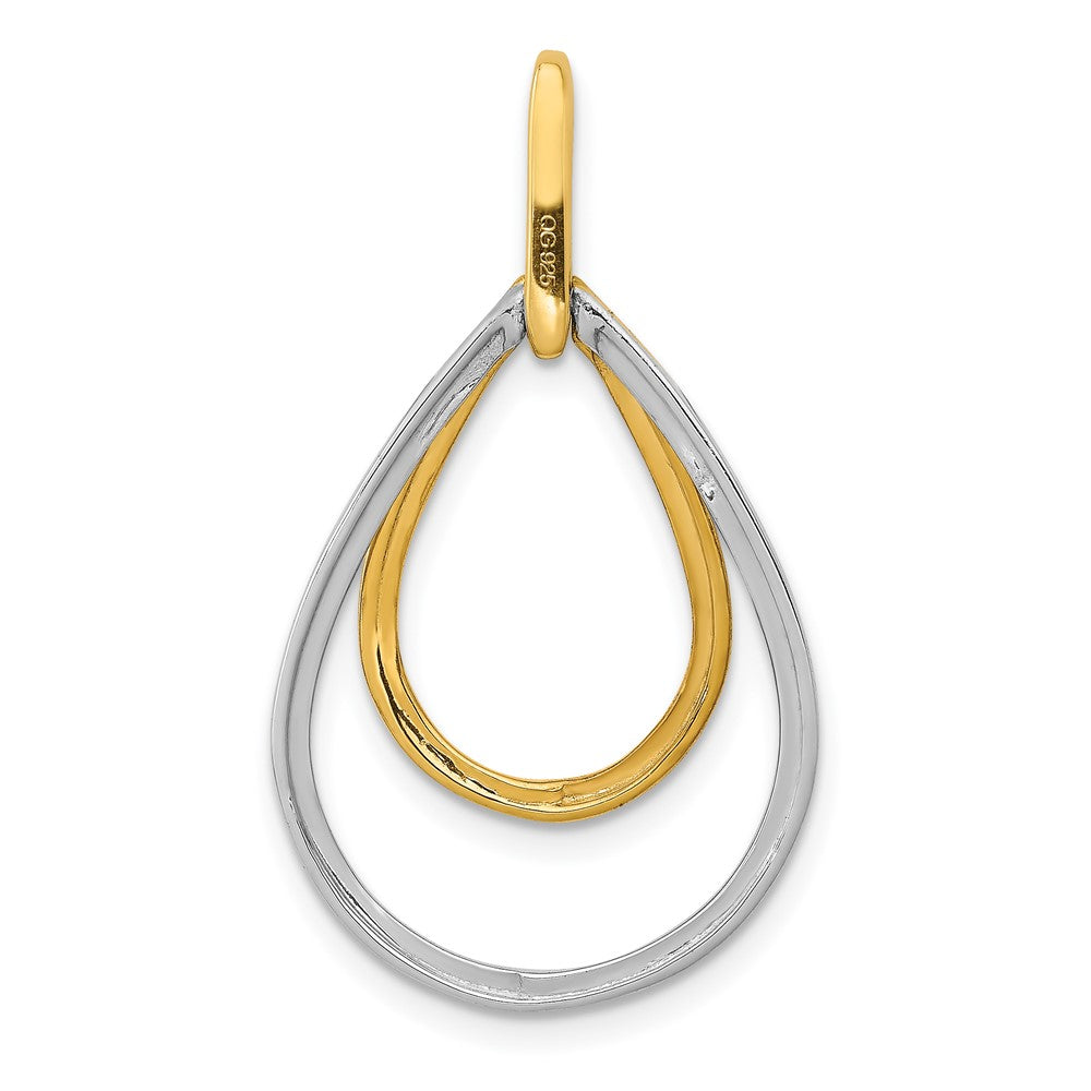 14K Bicolor Gold Polierter Anhänger mit 0,25 ct. echtem Diamant, doppelte Tropfenform