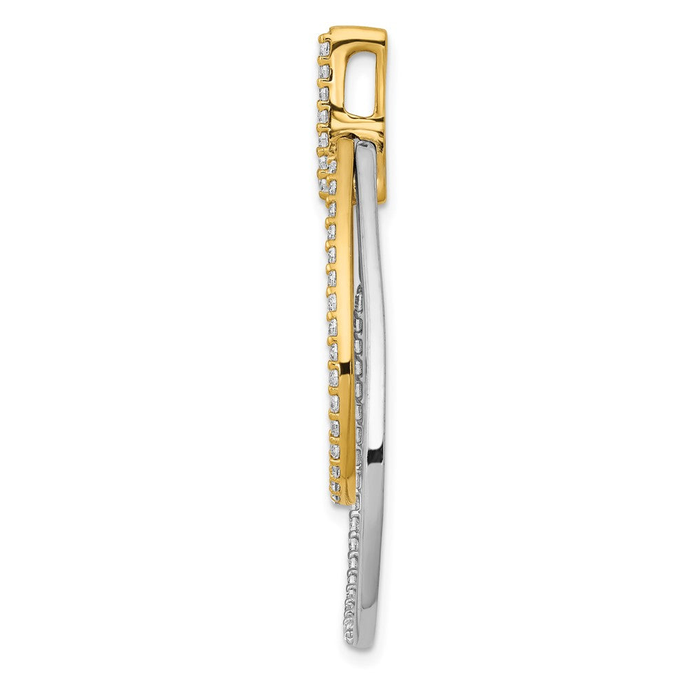 14K Bicolor Gold Polierter Anhänger mit 0,5 ct. echten Diamanten in Doppel-Tropfenform